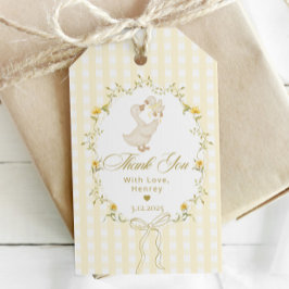 Silly Goose Gingham Kids Birthday Spring Thank you Presentetikett