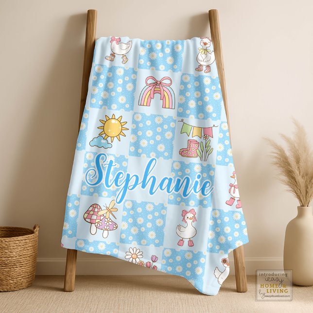 Silly Goose Girl Design Blue Fleecefilt (Skapare uppladdad)