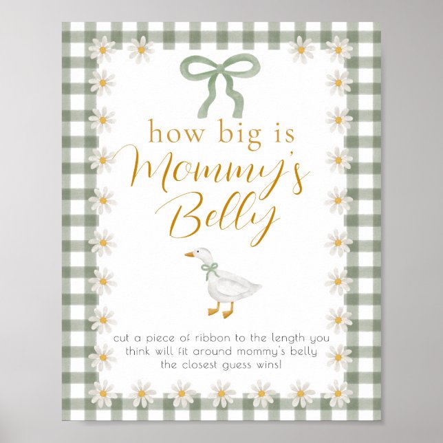 Silly Goose Green Gingham Baby Shower Game  Poster (Framsidan)