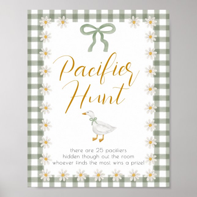 Silly Goose Green Gingham Pacifier Hunt Game Poster (Framsidan)