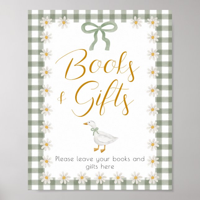 Silly Goose Grön Randig Baby Shower Present Bord Poster (Framsidan)