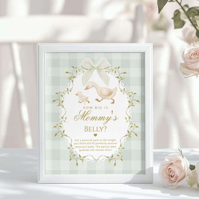 Silly Goose How big is her belly Sage Gingham Poster (Skapare uppladdad)