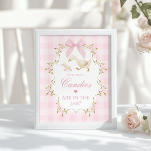 Silly Goose Hur många godisar Pink Gingham Bow Poster