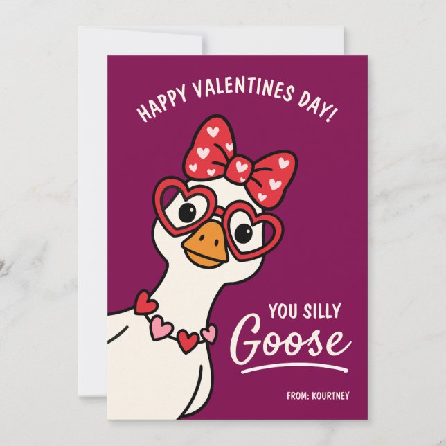 Silly Goose Kids Classroom Valentines Day Anteckningskort (Framsida)