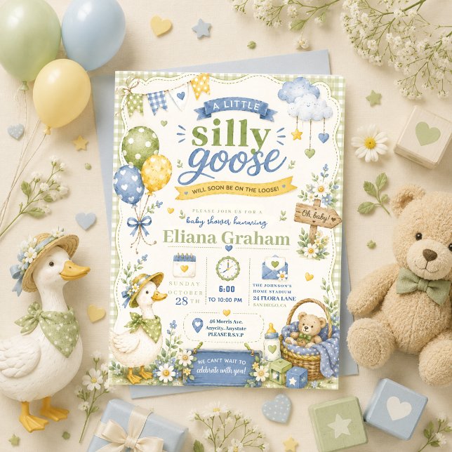 Silly Goose Könsneutrala Baby Shower blommor Inv Inbjudningar (Skapare uppladdad)