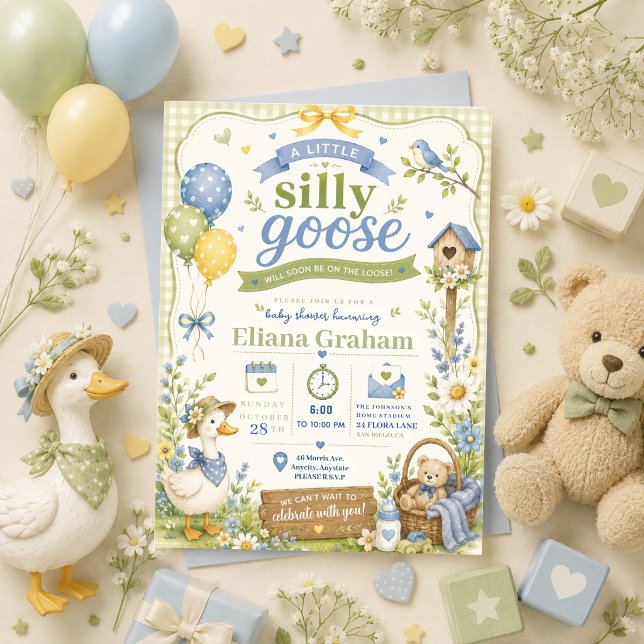 Silly Goose Könsneutrala Baby Shower blommor Inv Inbjudningar (Skapare uppladdad)