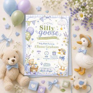 Silly Goose Könsneutrala Baby Shower blommor Inv Inbjudningar