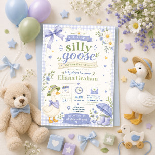 Silly Goose Könsneutrala Baby Shower blommor Inv Inbjudningar