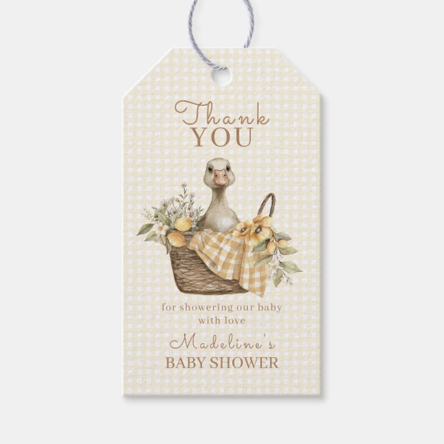 Silly Goose Lemon Baby Shower Thank You Presentetikett (Framsidan)