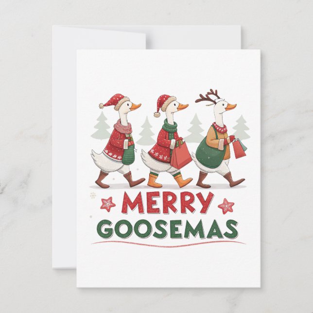 Silly Goose Merry Goosemas Julkort (Framsida)