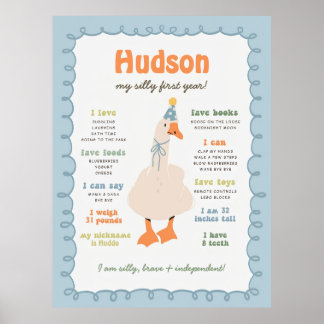 Silly Goose Milestone Board, Printable One Silly Poster