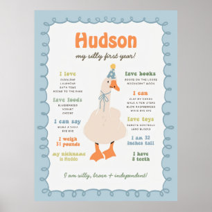 Silly Goose milstolps tavla, utskrivbar en dum Poster