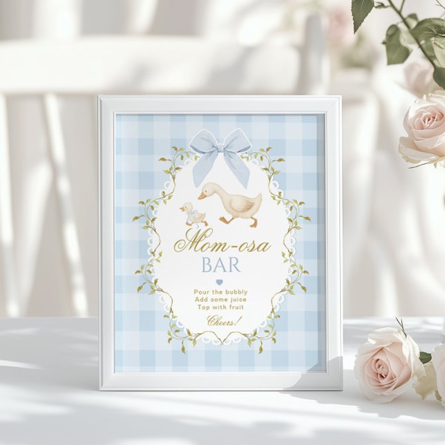 Silly Goose Momosa bar Blå Gingham Poster (Skapare uppladdad)