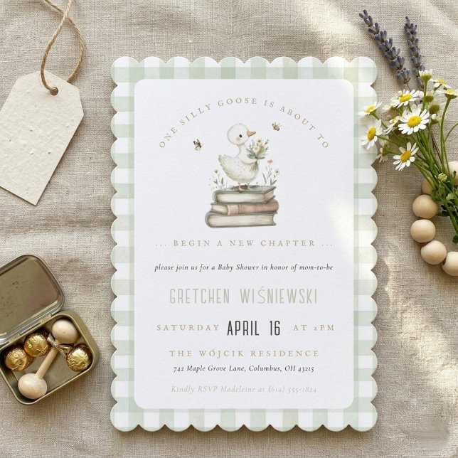 Silly Goose New Chapter Spring Baby Shower  Inbjudningar (Silly Goose New Chapter Spring Baby Shower Invitation)