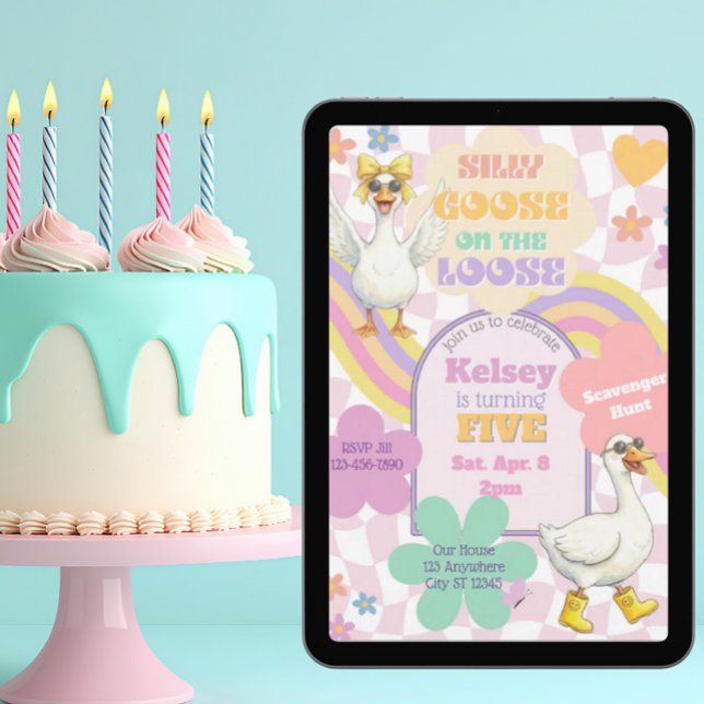 Silly Goose on the Loose Birthday Inbjudningar (Skapare uppladdad)