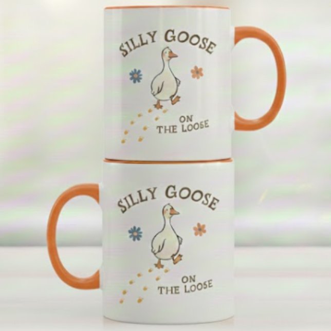 Silly Goose On The Loose Cute Funny Gift Birthday  Mugg (Skapare uppladdad)