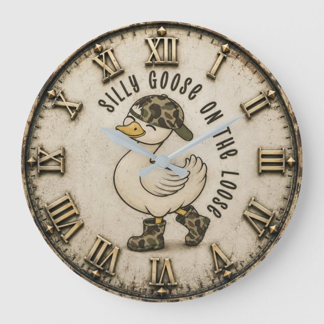 Silly Goose On The Loose Funny Duc Stor Klocka (Framsida)