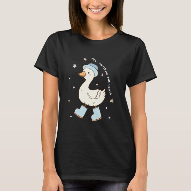 Silly Goose On The Loose, Funny Silly Goose Meme T Shirt (Framsida)