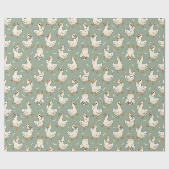Silly Goose Partyparad – Rolig Duck Patter Presentpapper (Platt)