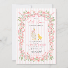  Silly Goose Pink Bow Floral QR Code Baby Shower  Inbjudningar