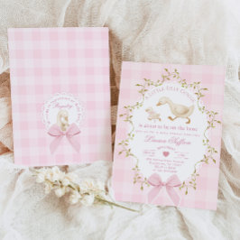 Silly Goose Pink Gingham Baby girl Shower Inbjudningar