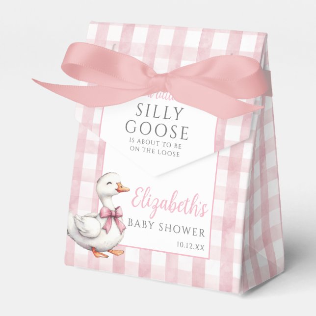 Silly Goose Pink Gingham Baby Shower Presentaskar (Framsidan Sidan)