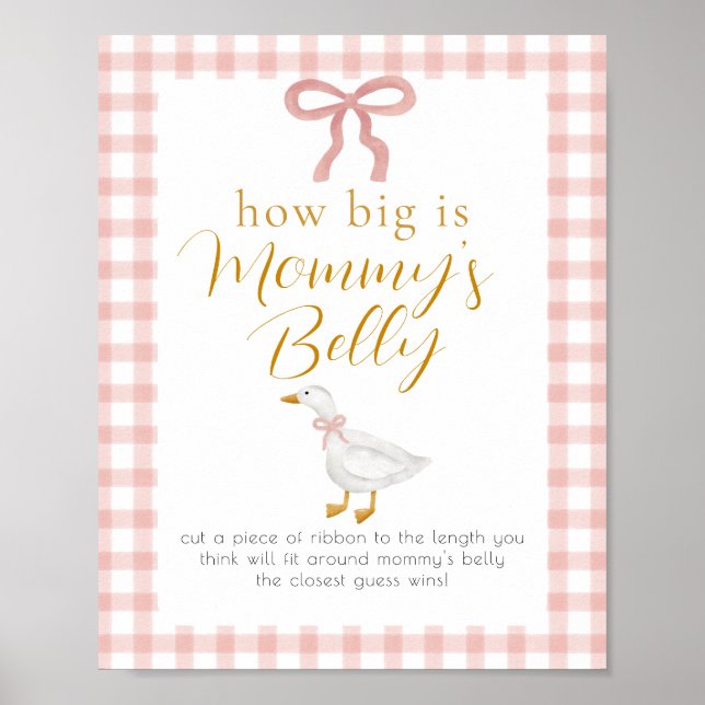 Silly Goose Pink Gingham Belly Measure Game Sign Poster (Framsidan)