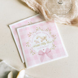 Silly Goose Pink Gingham Bow Baby Shower Pappersservett