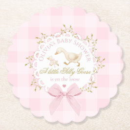 Silly Goose Pink Gingham Bow Baby Shower Underlägg Papper