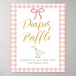 Silly Goose Pink Gingham Diaper Raffle Poster