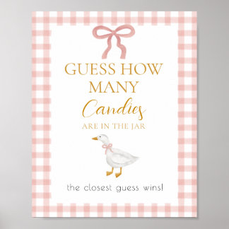 Silly Goose Pink Gingham Guess How Many Game Poster