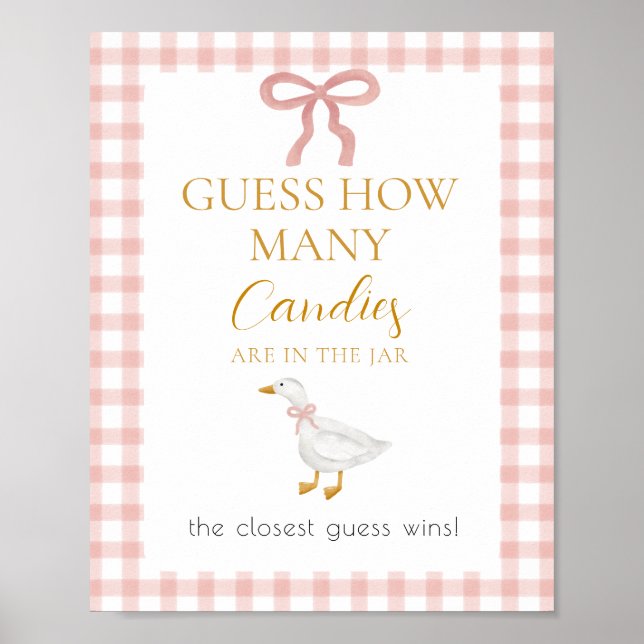 Silly Goose Pink Gingham Guess How Many Game Poster (Framsidan)