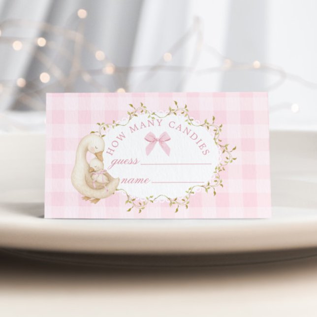 Silly Goose Pink Gingham How many candies Tilläggskort (Skapare uppladdad)