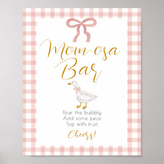 Silly Goose Pink Gingham Mimosa Station Sign Poster