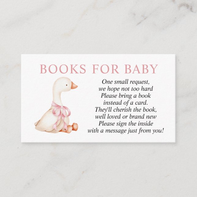 Silly Goose Pink Girl Books for Baby insert card Tilläggskort (Framsida)