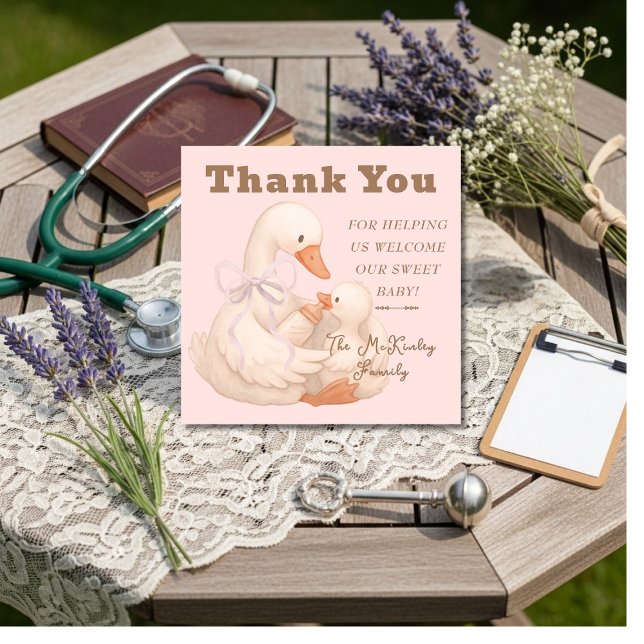 Silly Goose Pink Labor  Delivery NICU Hospital    Tack Kort (Silly Goose Pink Labor Delivery NICU Hospital Thank You Card)