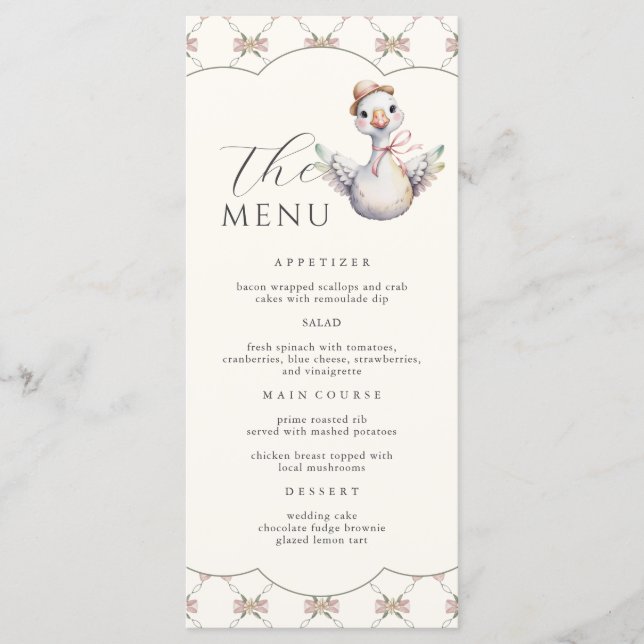  Silly Goose Preppy Bow Baby Shower Meny (Framsida)