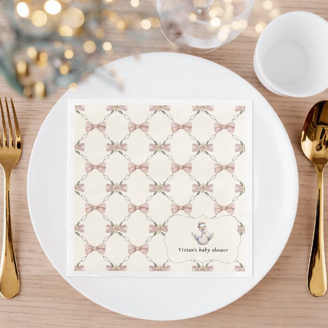 Silly Goose Preppy Bow Baby Shower Pappersservett (Skapare uppladdad)