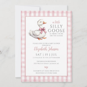 Silly Goose Rosa Baby Shower Foto QR-kod Inbjudningar