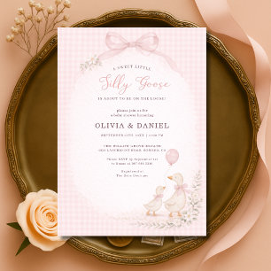 Silly Goose Rosa Par Babyshower Inbjudningar