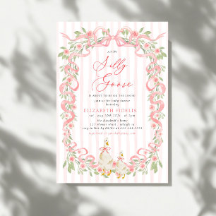 Silly Goose Rosa Rosor Blommig Bebis firande Inbjudningar