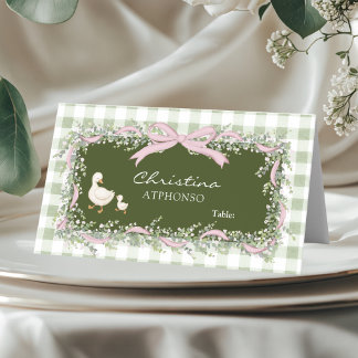 Silly Goose Rosa Rutiga Baby Shower Platskort Placeringskort