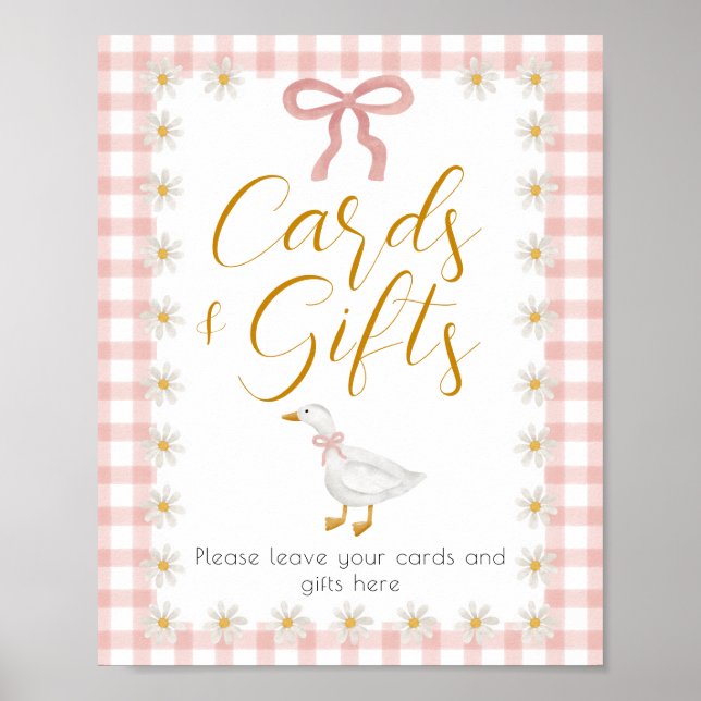 Silly Goose Rosa Rutigt Baby Shower Present Bord  Poster (Framsidan)