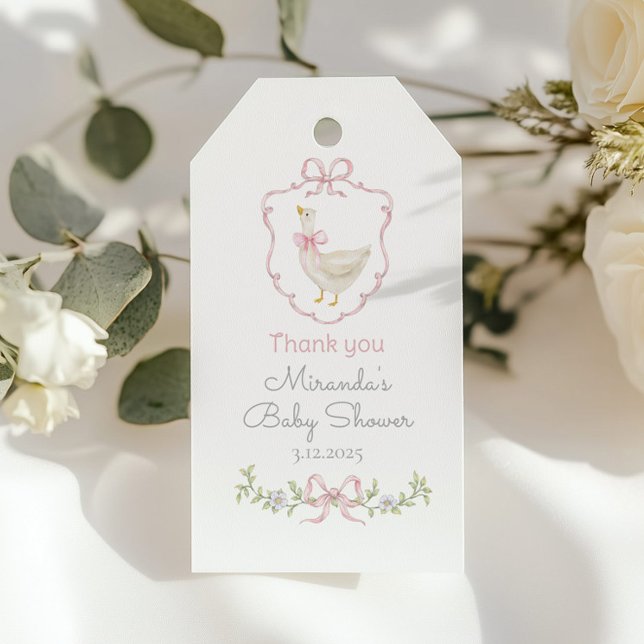 Silly Goose Rosa skapar Tacksamhet för baby shower Presentetikett (Skapare uppladdad)