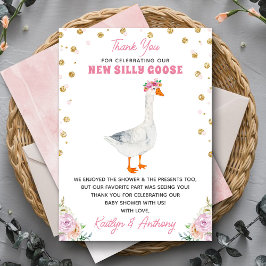 Silly Goose Rosa Vattenfärg Flicka Barnkalas Tack Kort