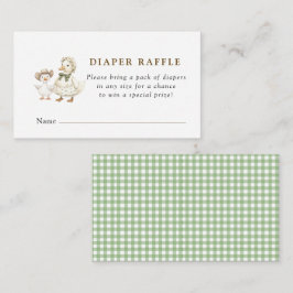 Silly Goose Sage gingham baby shower blöjlotteri Tilläggskort