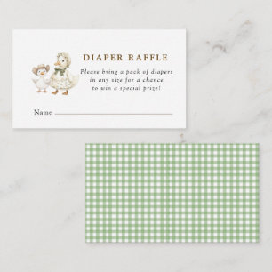 Silly Goose Sage gingham baby shower blöjlotteri Tilläggskort