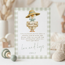 Silly Goose Sage Gingham Baby Shower Thank You Inbjudningar
