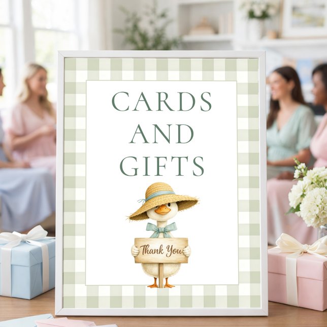 Silly Goose Sage Gingham Cards Gifts Baby Shower Poster (Skapare uppladdad)