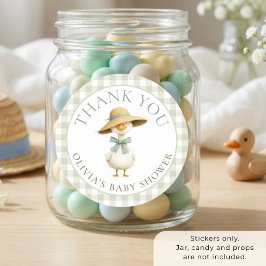 Silly Goose Sage Gingham Tack Baby Shower Runt Klistermärke